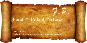 Fonó Petróniusz névjegykártya